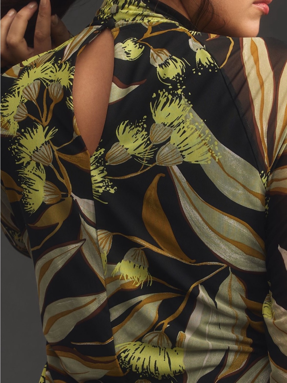 Anthropologie Long Sleeve Mock Neck Printed Slim Midi Dress 2X orig. $148 - Picture 11 of 13